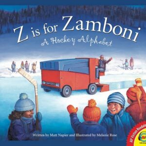A book cover with an illustration of a zamboni and people celebrating
