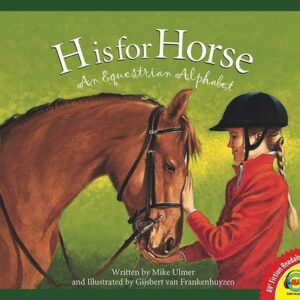 A book cover with an illustration of a woman in riding gear petting a horse