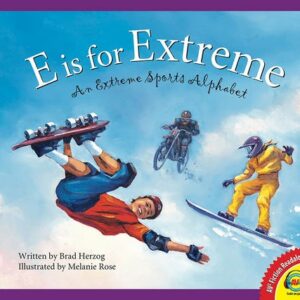 A book cover with an illustration of a skateboarder, a snowboarder and a moto cross rider