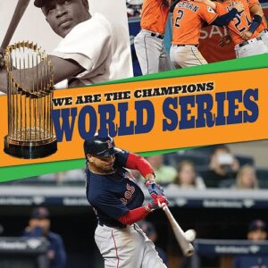 A book cover showing three pictures of World Series games including a person at bat and someone catching a ball