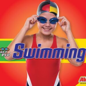 A book cover with a picture of a young swimmer adjusting their goggles
