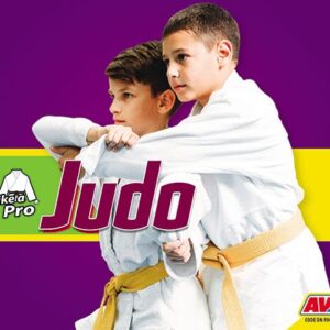 A book cover showing two boys competing in judo