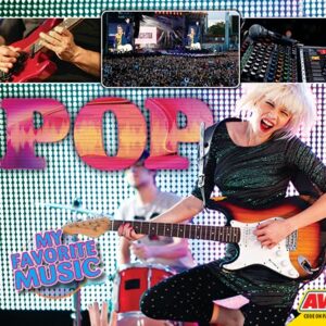 A book cover showing a girl playing a guitar at a concert