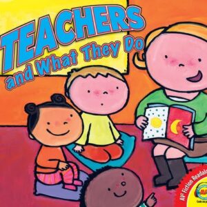 A book cover with a cartoon of a teacher reading to students