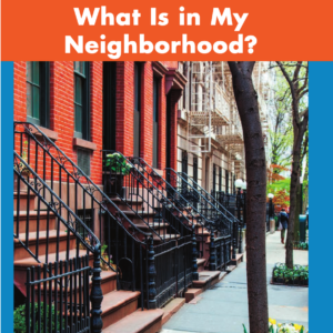 A book cover with a picture of a neighborhood in a city