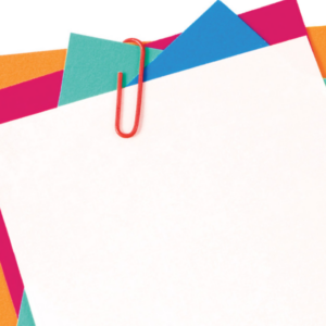 A book cover showing multi colored paper