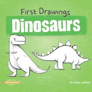 A book cover showing drawings of dinosaurs
