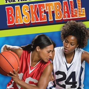 A book cover showing two women playing basketball
