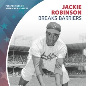 A book cover with a black and white photo of Jackie Robinson