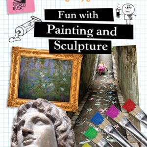 A book cover showing pictures of a sculpture of a person and paintbrushes