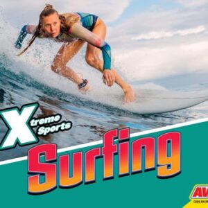 A book cover showing a woman surfing