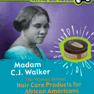 Book cover showing Madam CJ Walker next to a hair product she invented