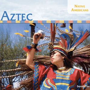 Book cover showing a photo of a person in traditional Aztec clothing