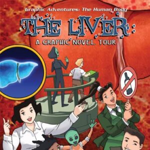 Book cover showing a group of kids and an alien inside a liver