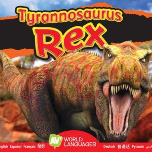 Book cover showing a t-rex roaring