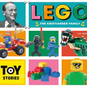 Book cover showing examples of Lego creations such as a dinosaur, a person, a car and some lego bricks
