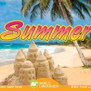 Book cover showing a tropical beach with a sand castle