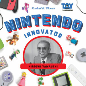 Book cover with a picture of the inventor of Nintendo surrounded by Nintendo equipment