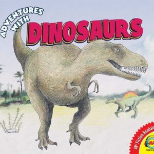 Book cover showing drawings of dinosaurs walking in a dirt field