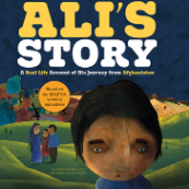 Book cover showing an illustration of a kid with a family in the background