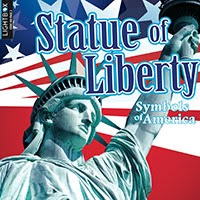 Book cover with a picture of the Statue of Liberty and the American flag