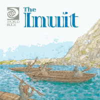 Book cover showing Inuit people paddling in a wooden boat