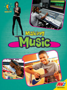 Book cover with multiple pictures of people playing instruments
