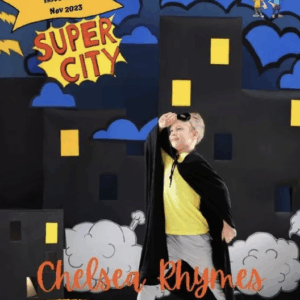 Book cover showing a kid in a superhero costume