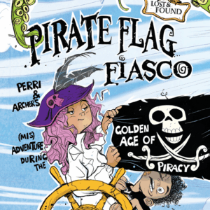 book cover showing a girl holding a pirate flag