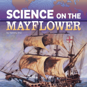 Book cover with an illustration of the Mayflower in the sea