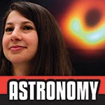 Book cover showing an astronomer in front of a picture of a black hole