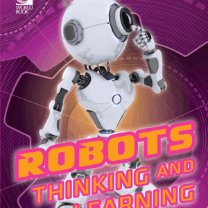 Book cover showing a robot with a hand by its head in a thinking pose