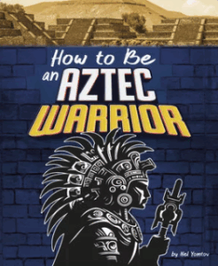 Book cover with an Aztec Warrior in a black armor