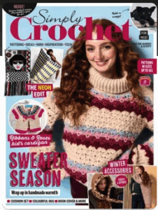 Magazine cover with crochet sweaters