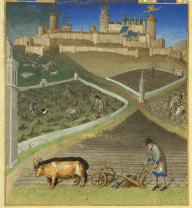 Painting of a farm in the Middle Ages