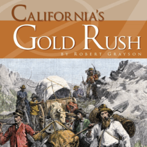 Book cover showing drawing of the gold rush