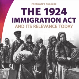 Book cover with an image of immigrants in the early 1900s