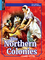 Book cover with a painting of a colonist and American Indians