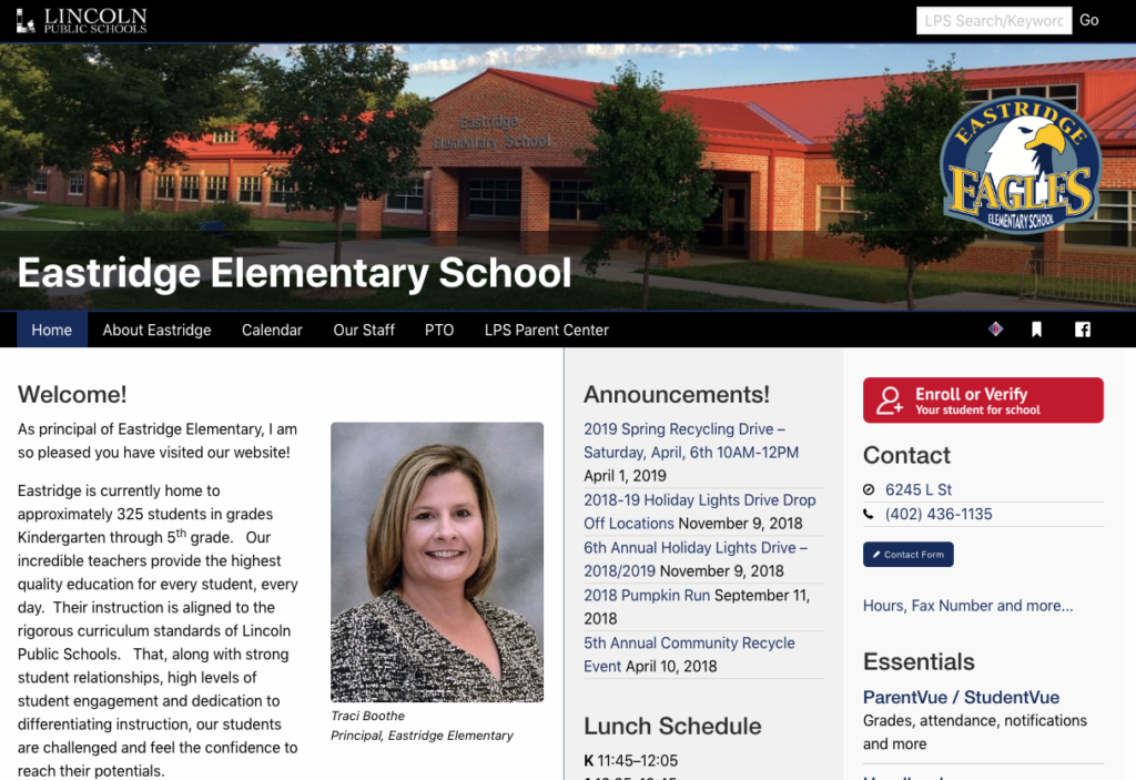 Image of a school website