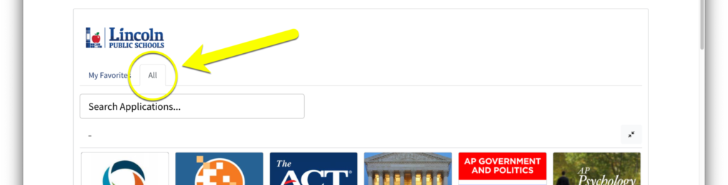 Clicking the ALL tab in the LPS Portal