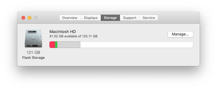 121GB File Space Available
