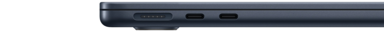 Left side ports of a closed MacBook Air