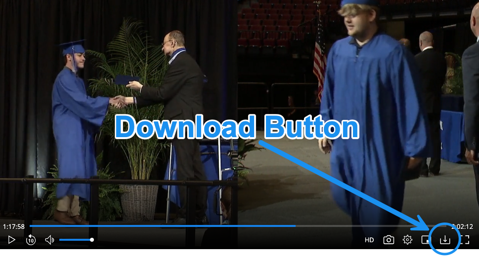 An image showing where the download link is, in the lower-right corner of the video player window