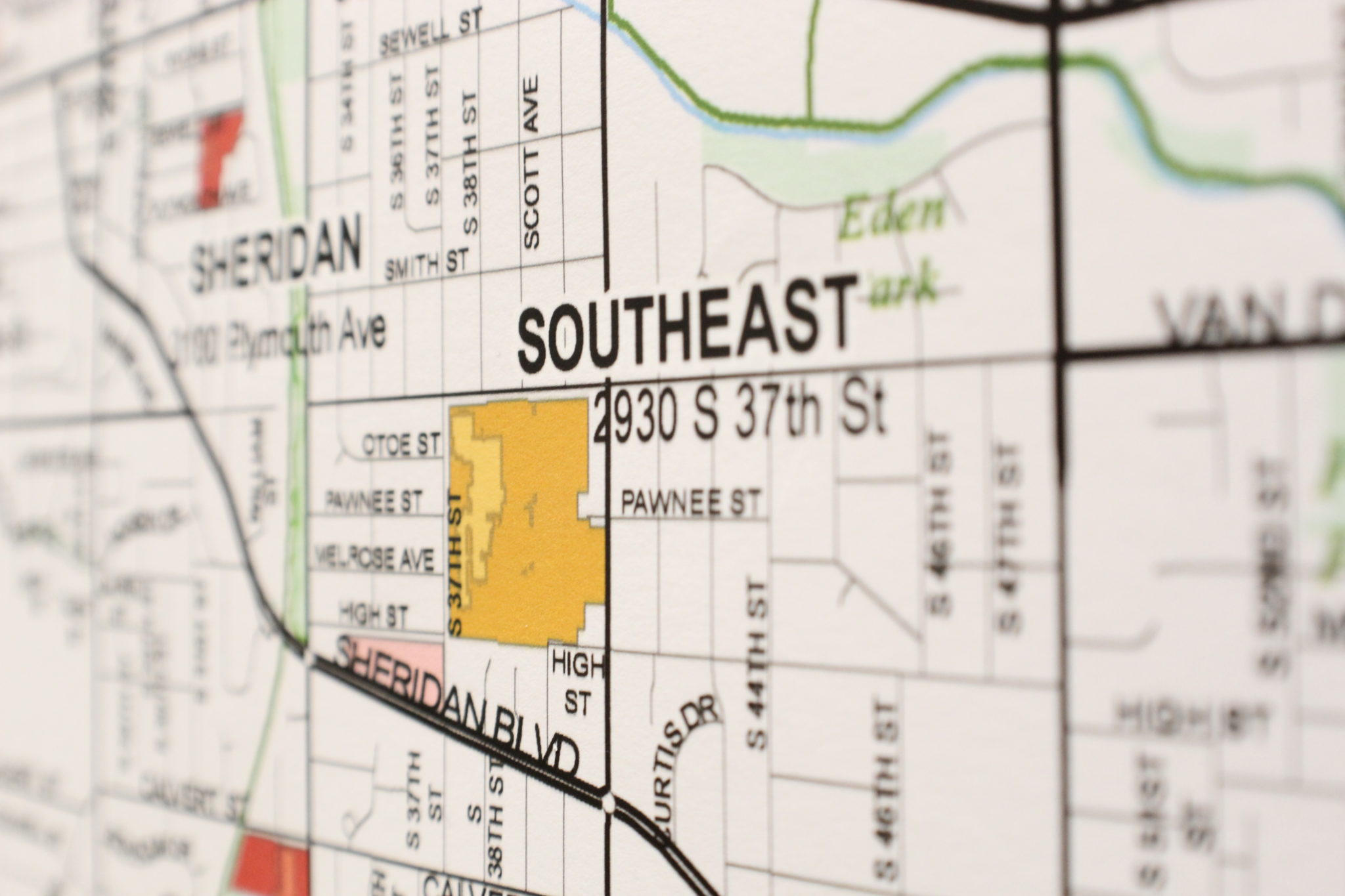 Photo of a map showing southeast high school