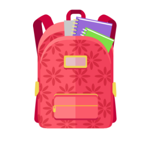 Coral-colored backpack with flowers