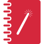 Notebook with a magic wand on the cover